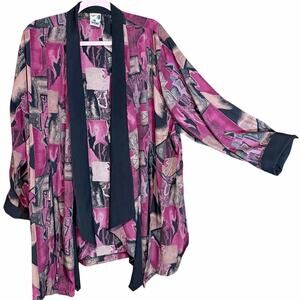 Vintage 80s Divine Collection Abstract Kimono Blazer One Size artsy statement